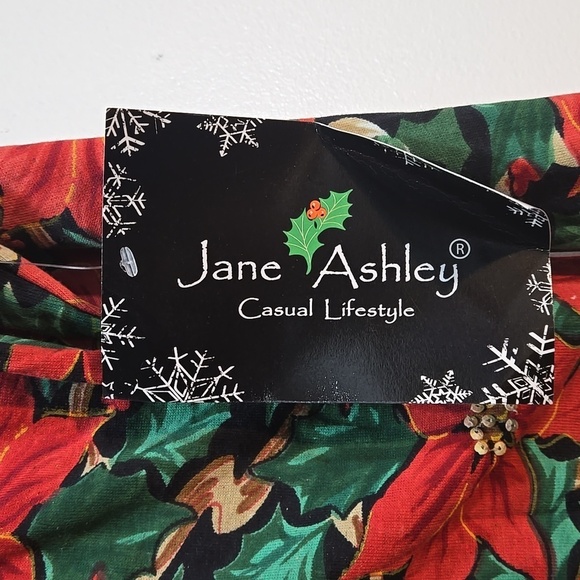NEW Jane Ashley Top Holiday Poinsetta Medium - Picture 4 of 8